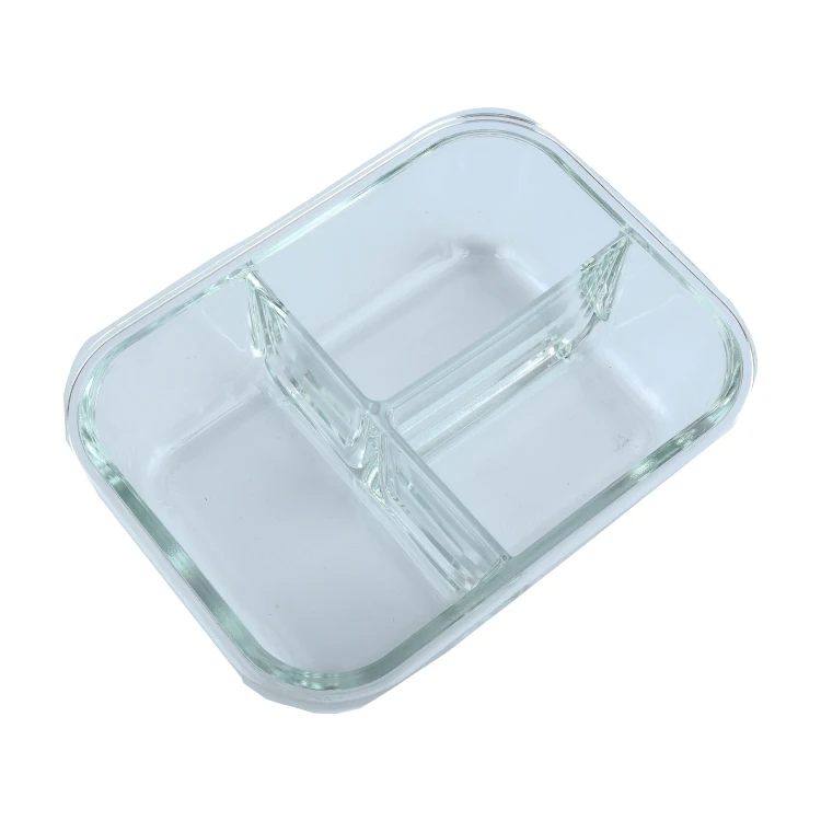 meal prep Bamboo Lid compartment Glass Food Storage container glass Lunch Box