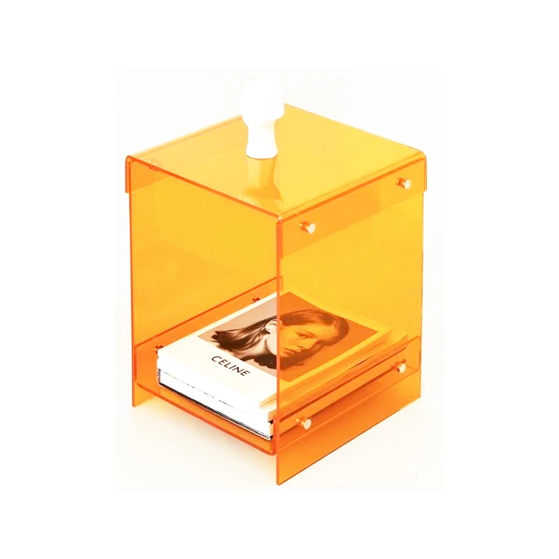 Customized multi-layer Acrylic bedroom bedside table storage display rack mobile coffee table acrylic display rack