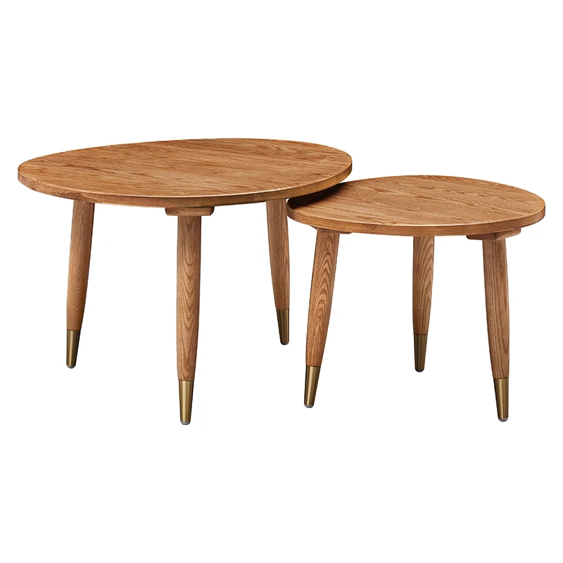 Solid wood Indoor living room furniture modern side table tea table round coffee table