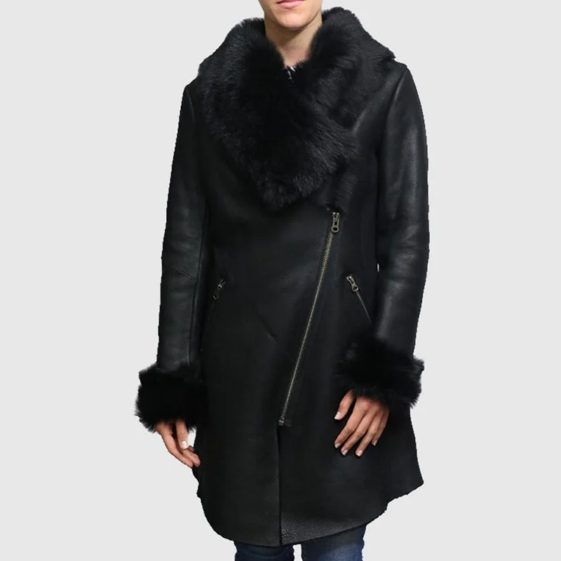 2023 Real Fur Aviator Leather Jacket High Quality B3 Thick Winter Heavy Bomber Jackets for Women Sheepskin Wool Coats