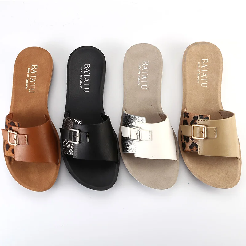 2022 PU Daily Casual  Summer Outdoor Fashion Women Flat Sandals and Slippers For Ladies