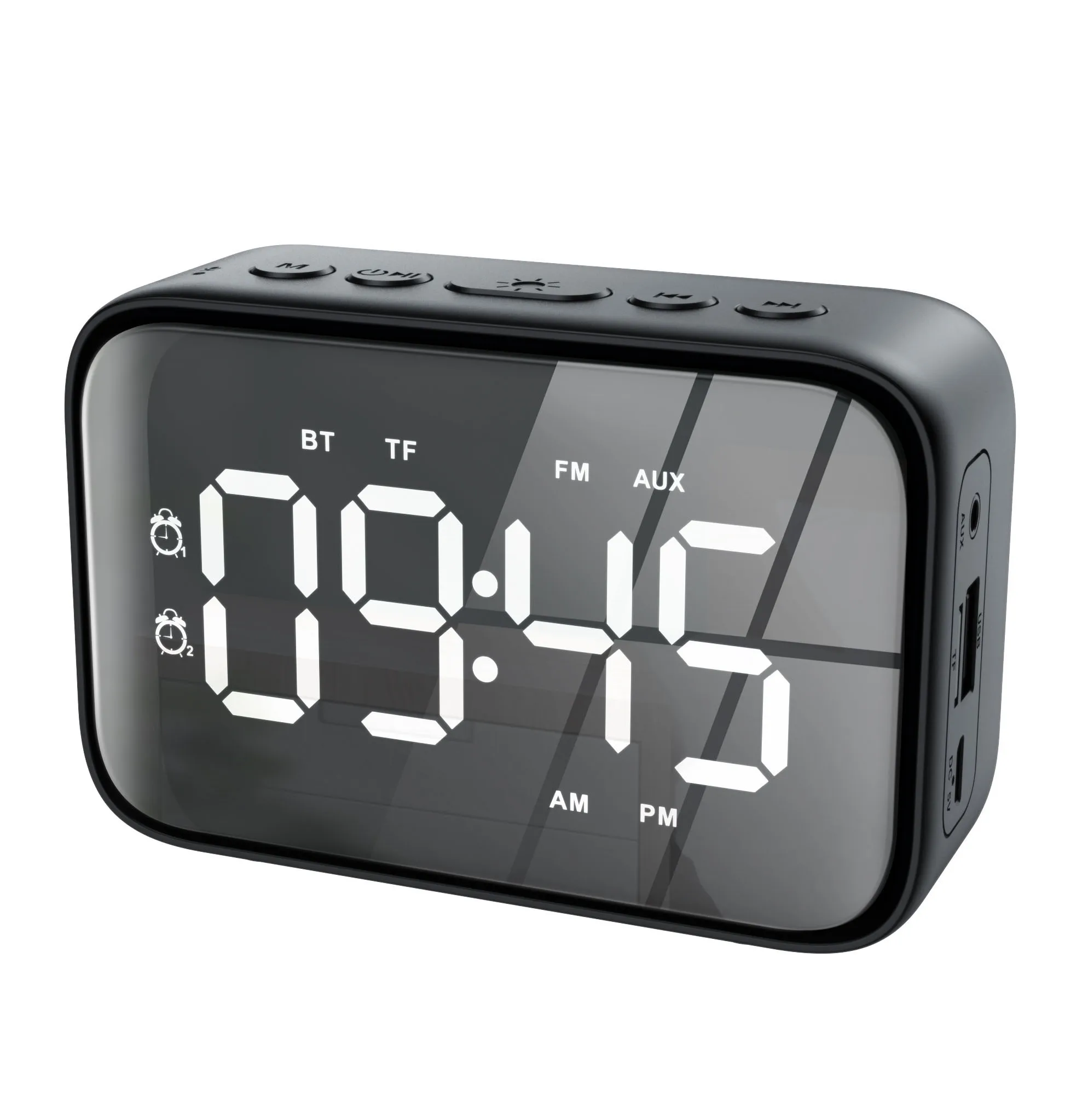 G20 2020 New Arrival Factory Price Led Screen Dual Alarm Clock FM Blue tooth  Wireless Speaker with USB Flash Driver Aux Line