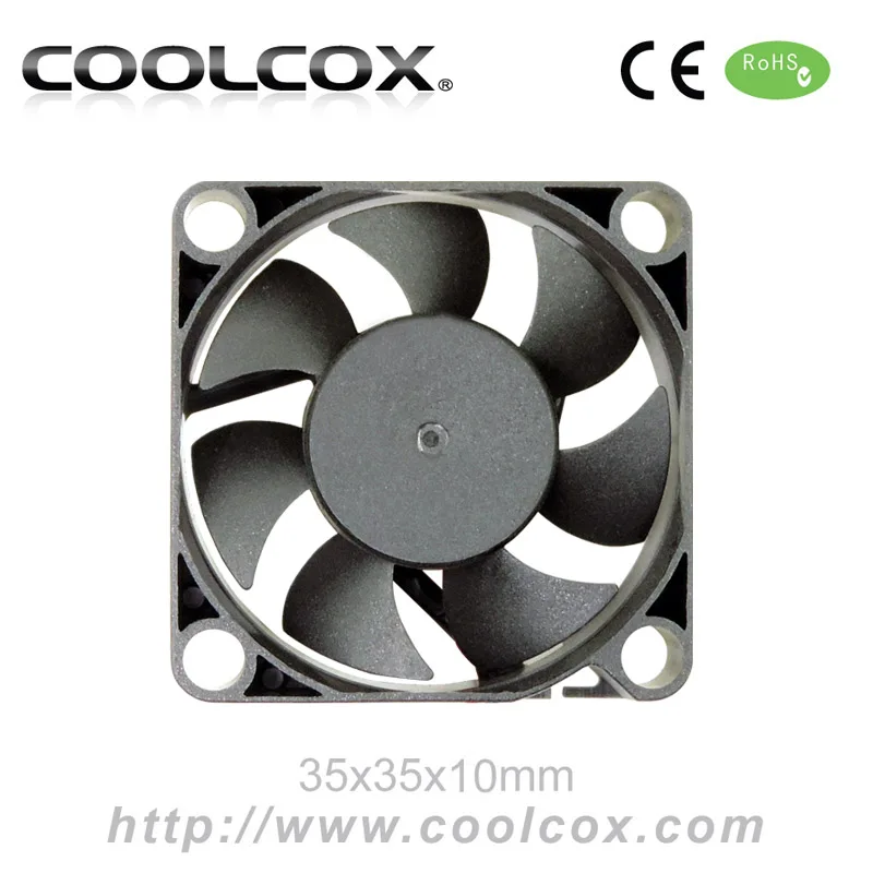 
CoolCox 35x35x10mm dc fan,3510 DC 5V or 12V or 24V air cooler fan,sleeve bearing,Hydraulic bearing,2-Ball bearing 
