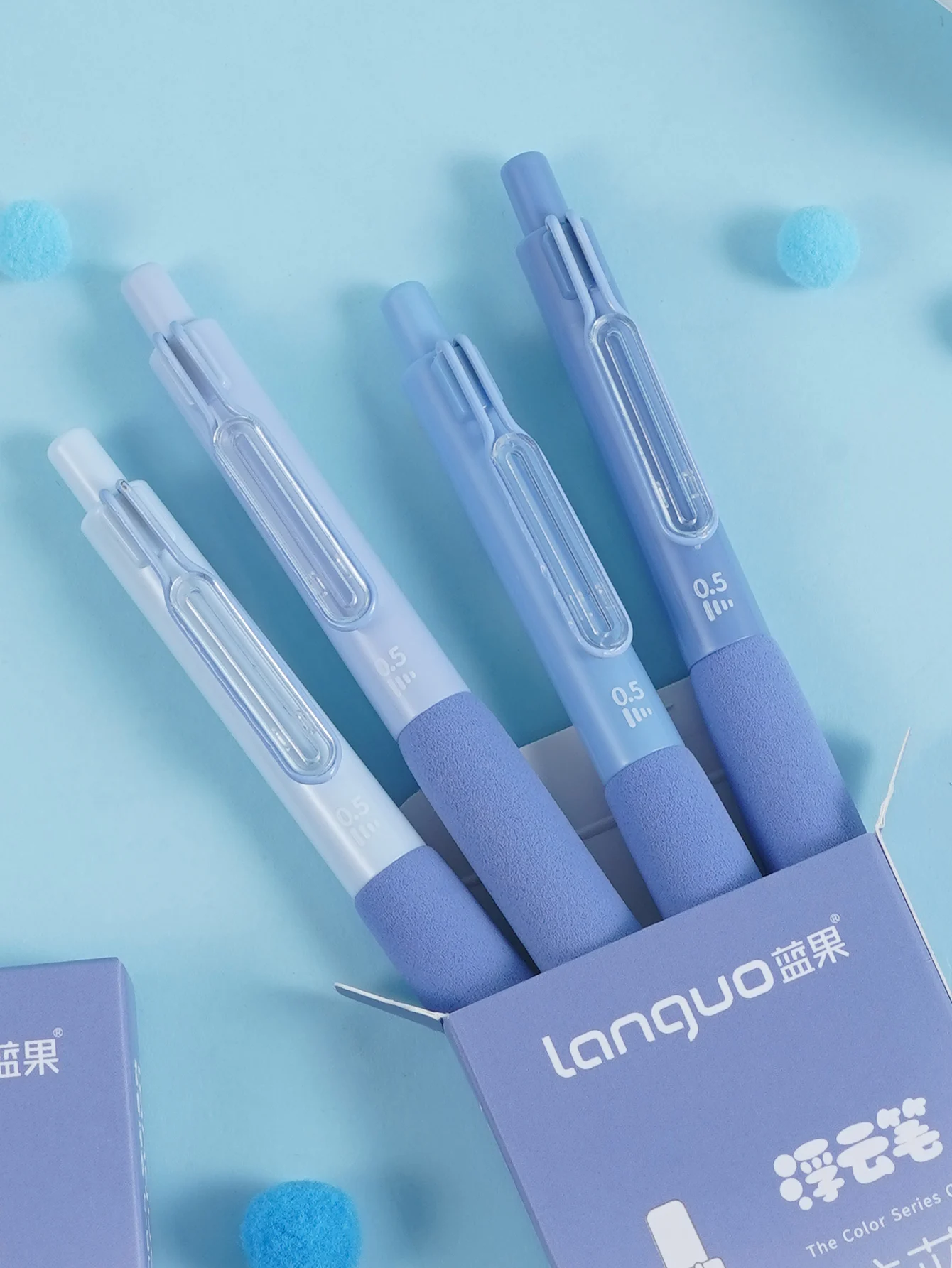 0.5mm Refill Black Ink Press 4 Pcs Gel Pen Set With Soft Sponge Handle In Color Box