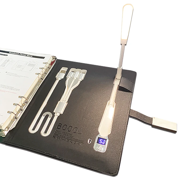 Портативный блокнот с USB-флэш-накопителем и лампой, устройство для беспроводной зарядки телефона, цифровой планировщик А5 для бизнеса и офиса