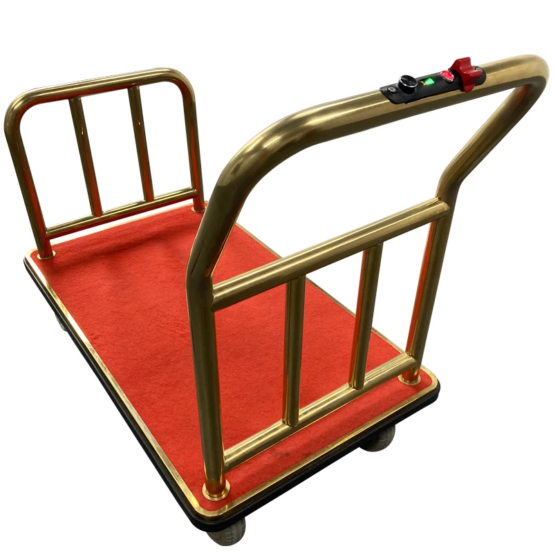 Custom 4-Wheel Powered Modern Metal Luggage Cart Durable Steel Construction for Outdoor Hotel Living Room Bathroom Hospital Use