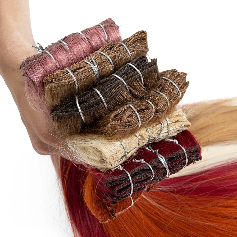 Noble virgin hair weave super silk straight bone straight 7 pieces 120 grams hair extension net 16 clip in human hair bundles