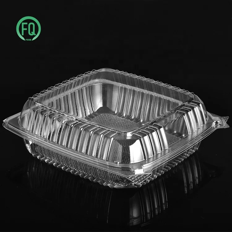Manufacture Transparent Blister Fruit Box Packaging Clamshell BOPS Disposable Plastic Fast Food Takeaway Container