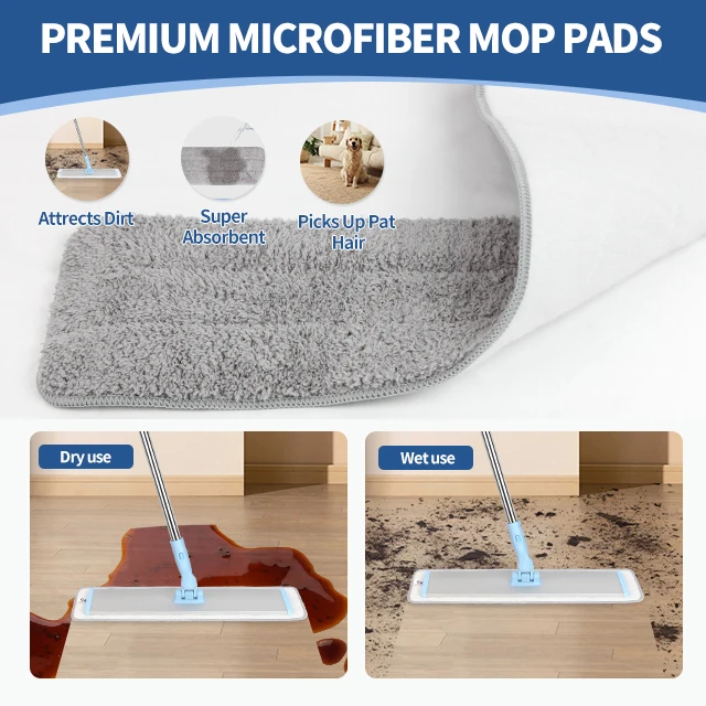 Compact Microfiber Spin Mop Set Aluminum Pole Durable 360 Degree Dry Wet Function Mop for Floor Cleaning