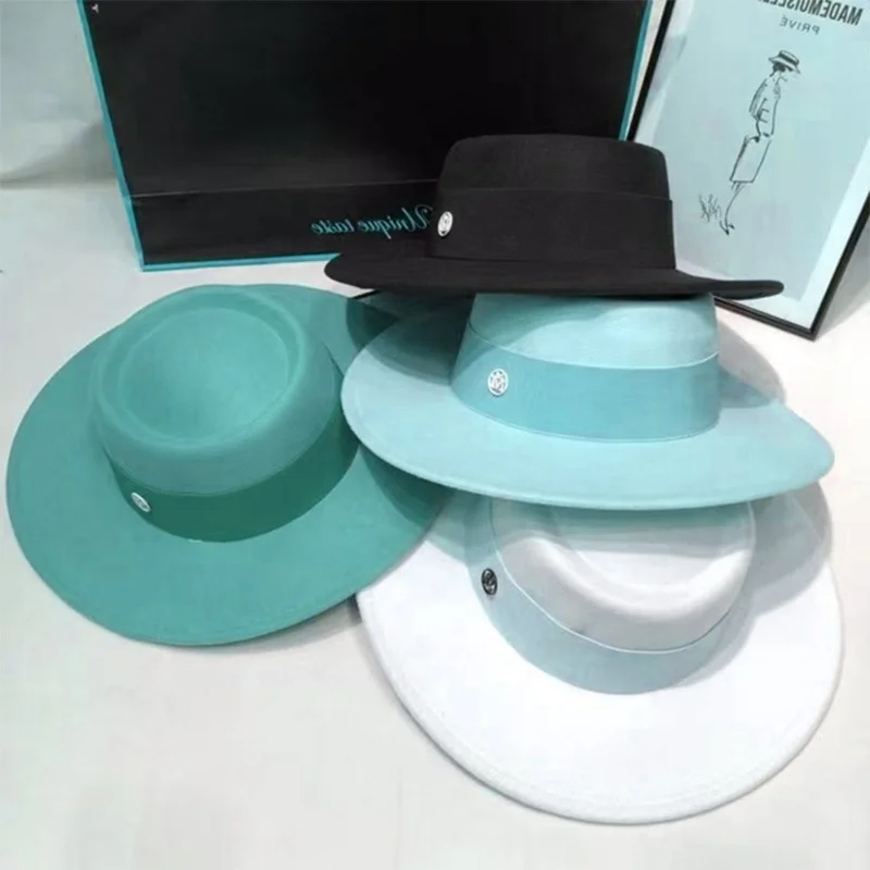 Dropshopify Fall Hats Women Zebras Fedora OEM Chapeau Larges Brim Tie Dye Hat Chain Short