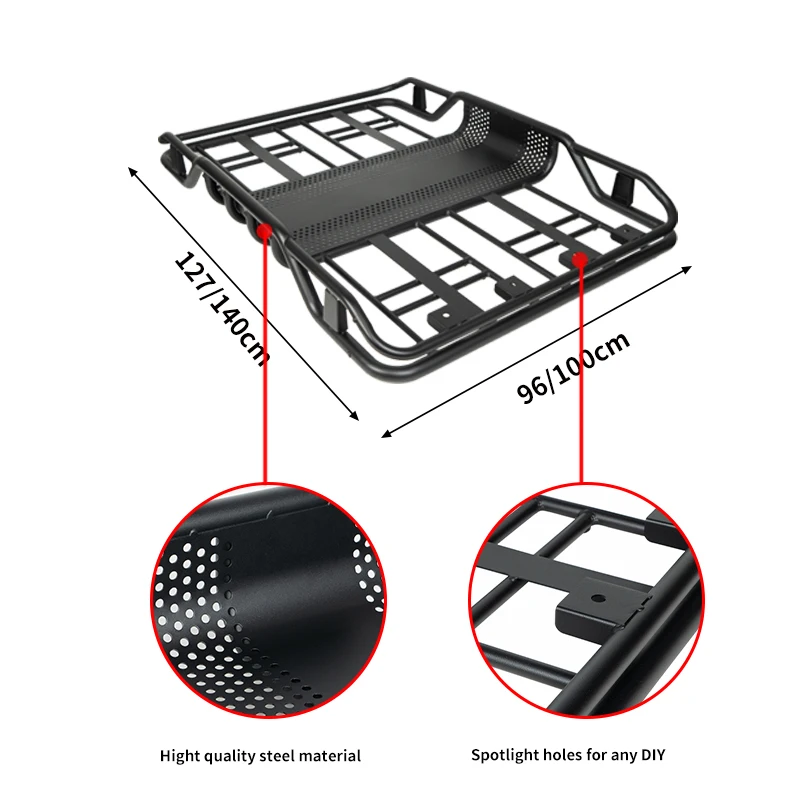 Simple design with one-piece iron roof rack 4x4 hollowed out stable structure can be matched with crossbar for pickup trucks