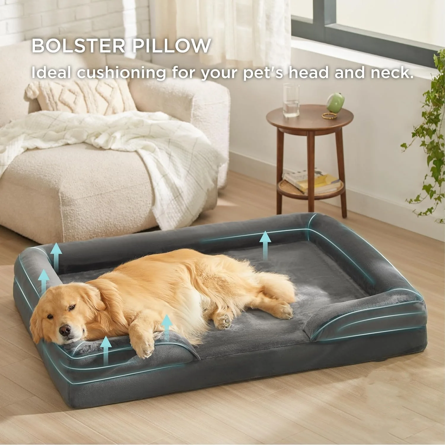 Orthopedic Dog Bed Waterproof Medium Support Foam Pet Dog Sofa Bed Removable Washable Cover Liner Non-Slip Bottom Dog Bed
