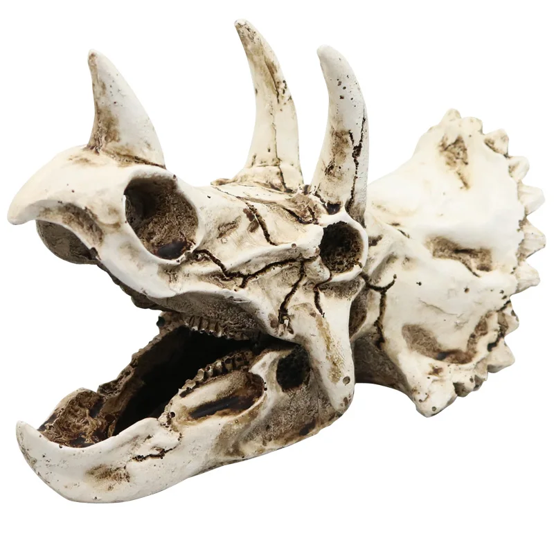 Reptile Supplies Resin Simulation Triceratops Dinosaur Skull Nest Small Pet House Terrarium Landscaping Fish Tank Accessories
