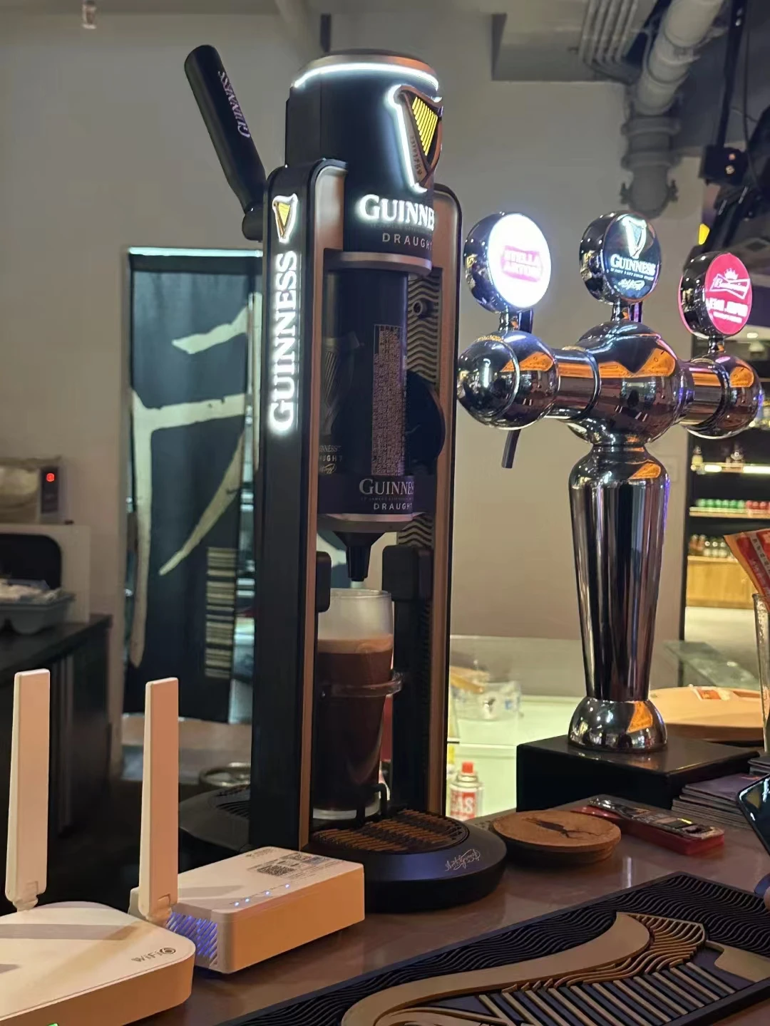 3  Tap chrome T bar beer pump / counter mount multi tap dispense fonts