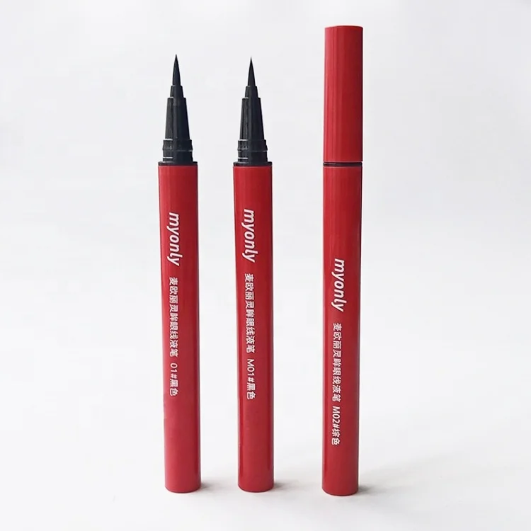 Smooth Waterproof Black Eyeliner Sponge Tip and Brush Tip Long-lasting Brown Eyeliner