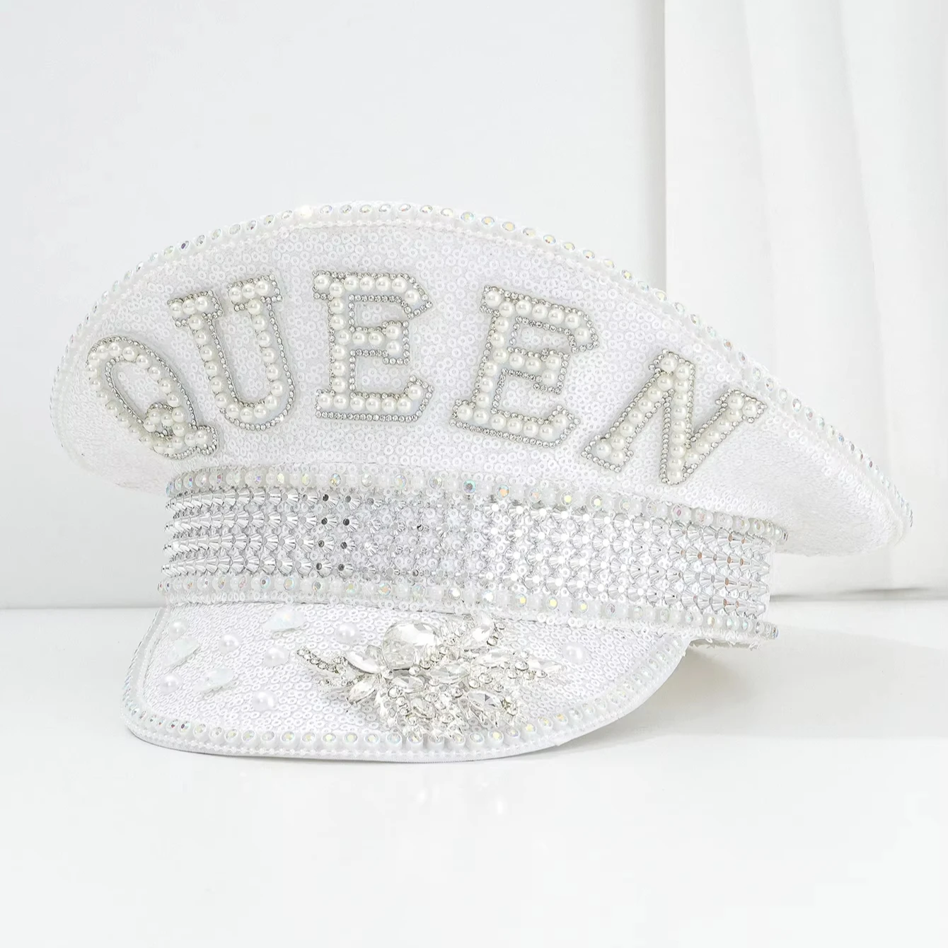 Diamond Rivet Sequins Luxury Steampunk Hat 3D QUEEN Head Halloween Cosplay Accessories Goth Carnival Night Club Wear Party Hat