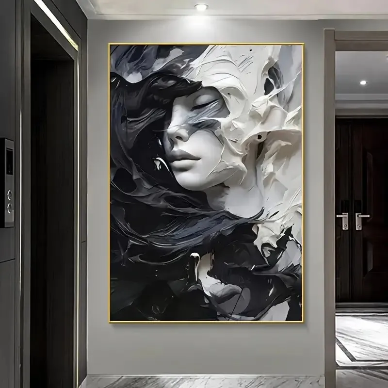 Modern Abstract 3D Face Canvas Art Print Wall Decorative Painting And Wall Art