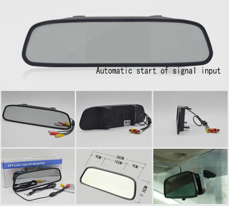 New arrival 4.3'/5' Car reversing aid video rearview mirror camera android 12V 3W  LCD monitor hd Car mirrors