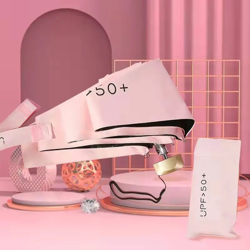 Custom Logo Printing Wholesale Cheap 5 folding Rain Sun umbrella compact pocket mini anti uv capsule pocket small for women