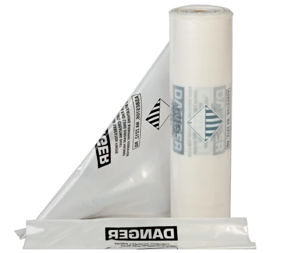 6 mil / 150 um thick LDPE plastic Asbestos waste bags for construction  1200mm x 90mm heavy duty  asbestos bag