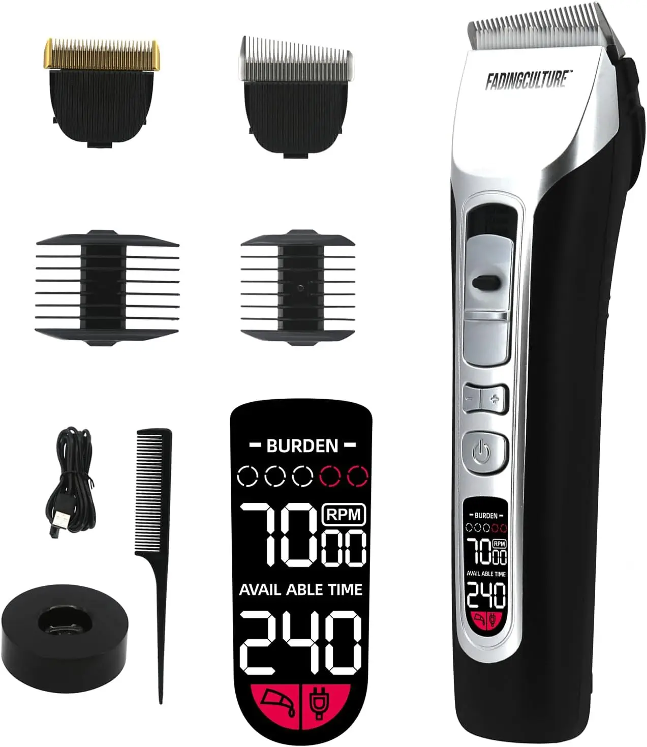 Professional Cordless Hair Clippers Set Fast Charging Rechargeable Battery Trimmer for Barbers Electric Haircut Kit