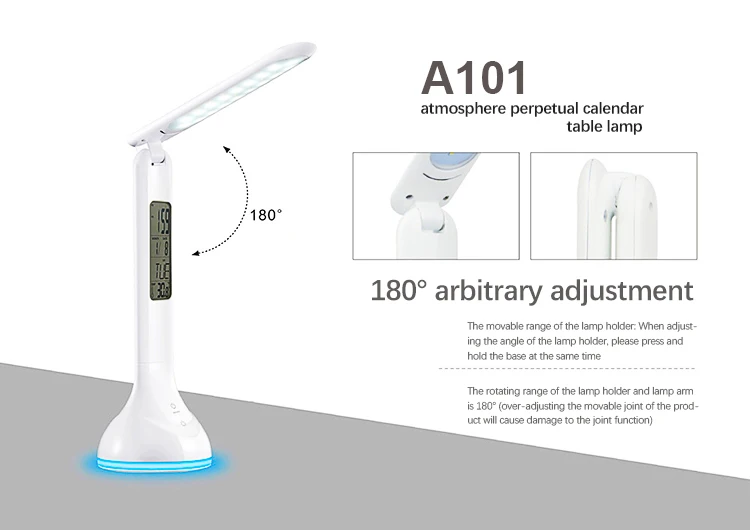Белый складной календарь, часы с температурным сенсорным управлением, RGB светодиодная настольная лампа