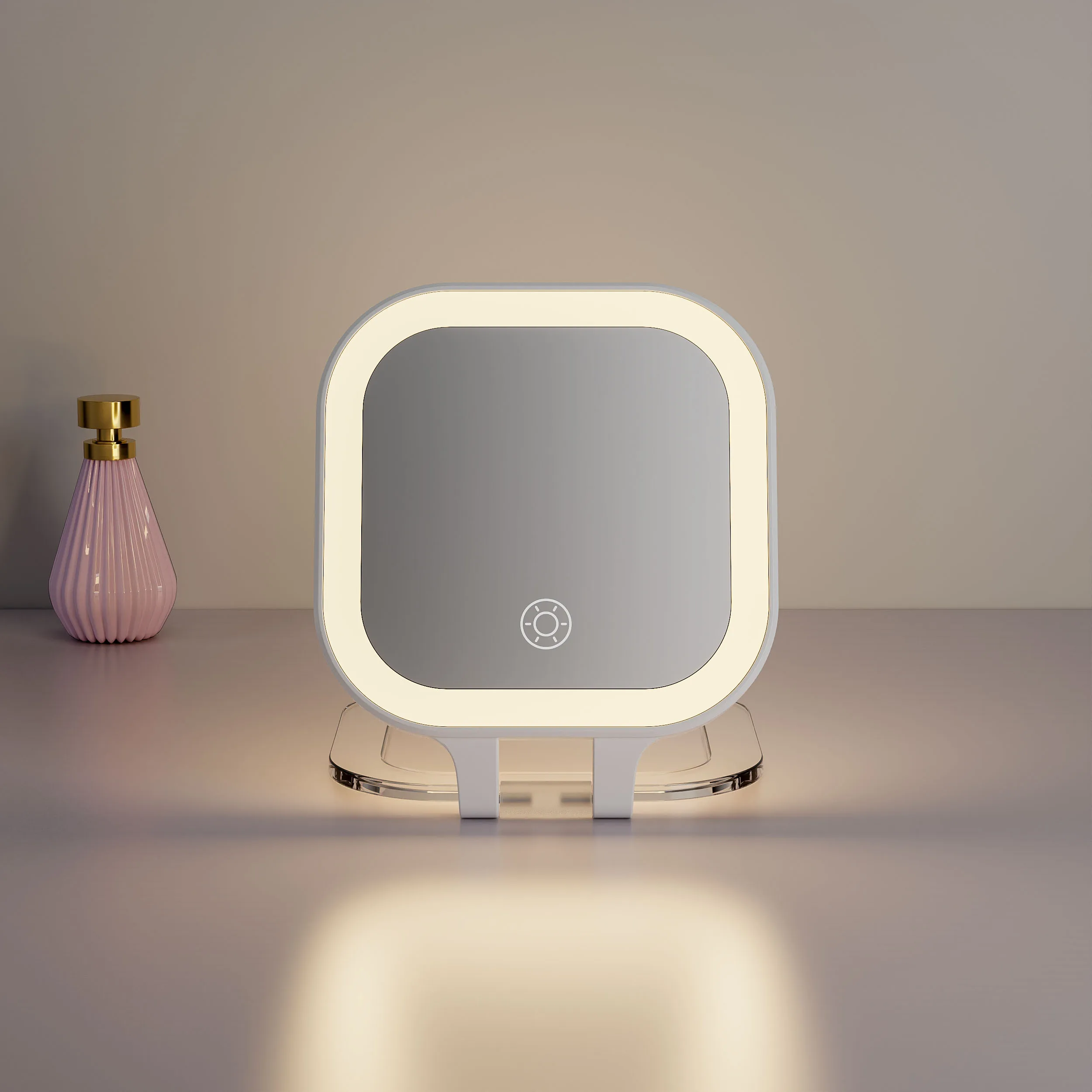 Travel Portable 10x Magnifying Pocket Small Make Up Hand Custom Logo Makeup Mini Cute Folding Compact Mirror With Led Light