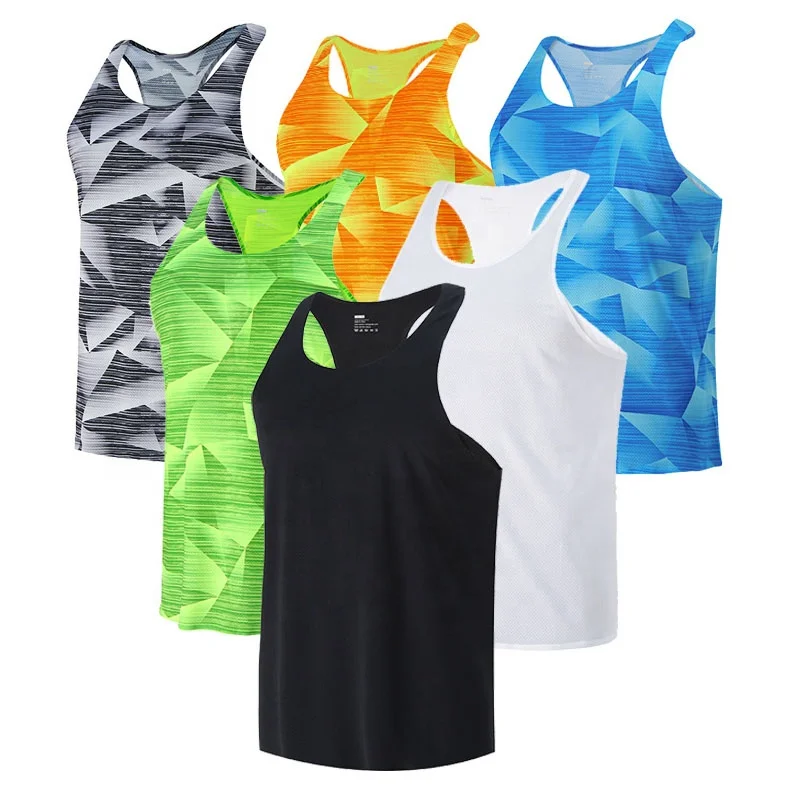 Custom Printing Welded Mens Quick Dry Racer back Running Singlet Running vest Running sleeveless shirt