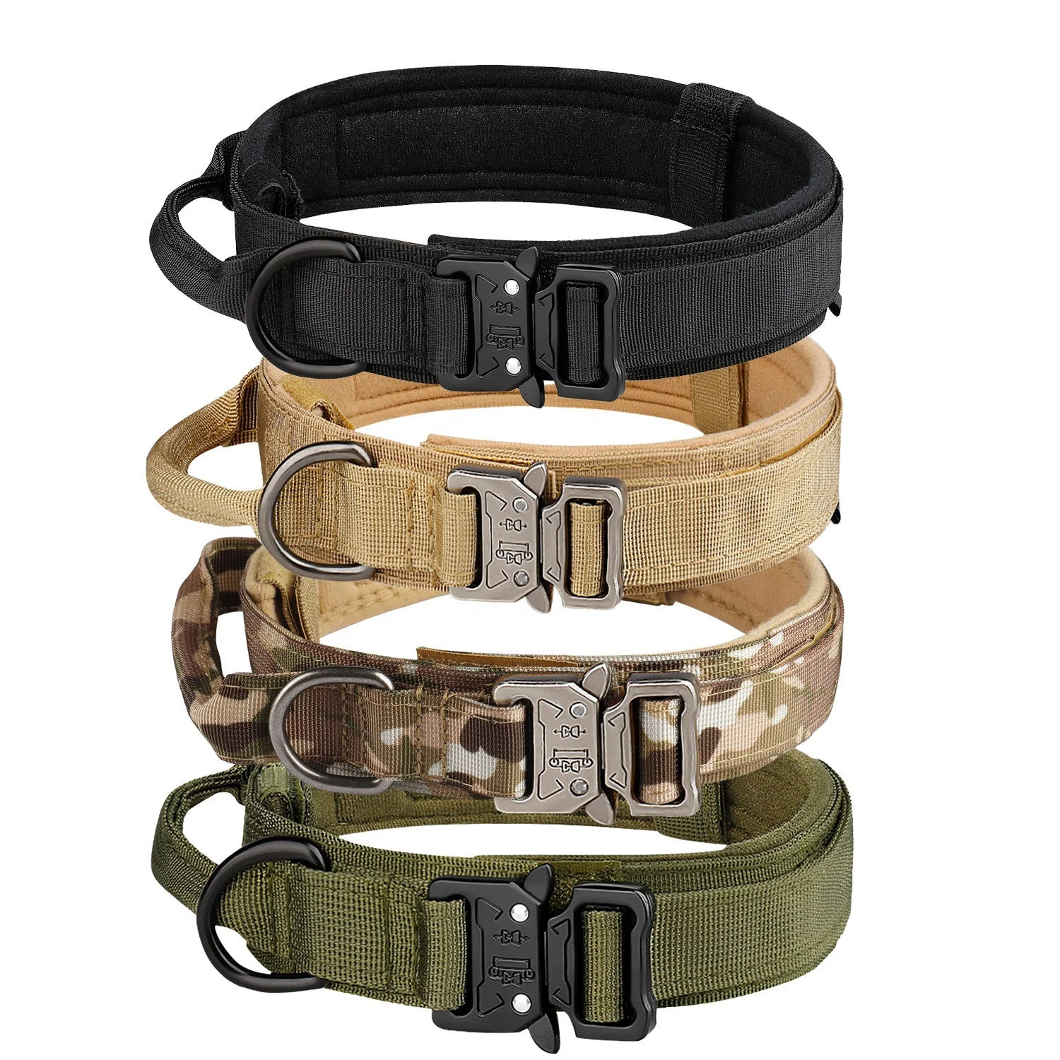 pet products classic metal buckle dog training collar tactical dog collar and leash set luxury