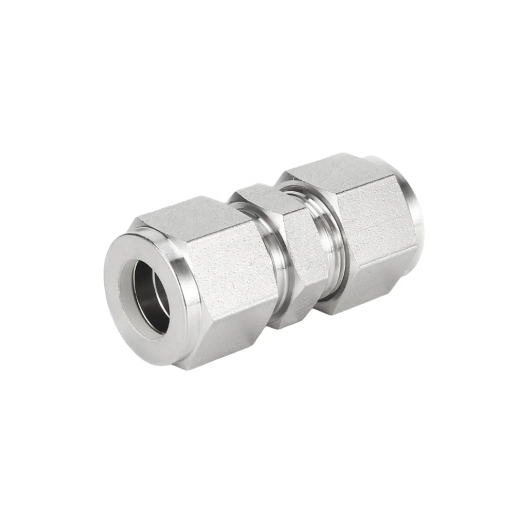 Professional Stainless Steel 304 316L Compression Straight Connector  2mm to 50mm Double Rings Tube Fittings