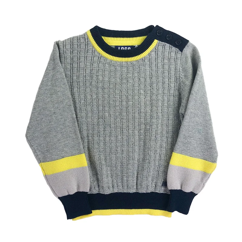 
High Quality Baby Knitted Jumper Suit Sweater Grey 100% Cotton New Born Baby Clothes Jumper For Baby Boy 