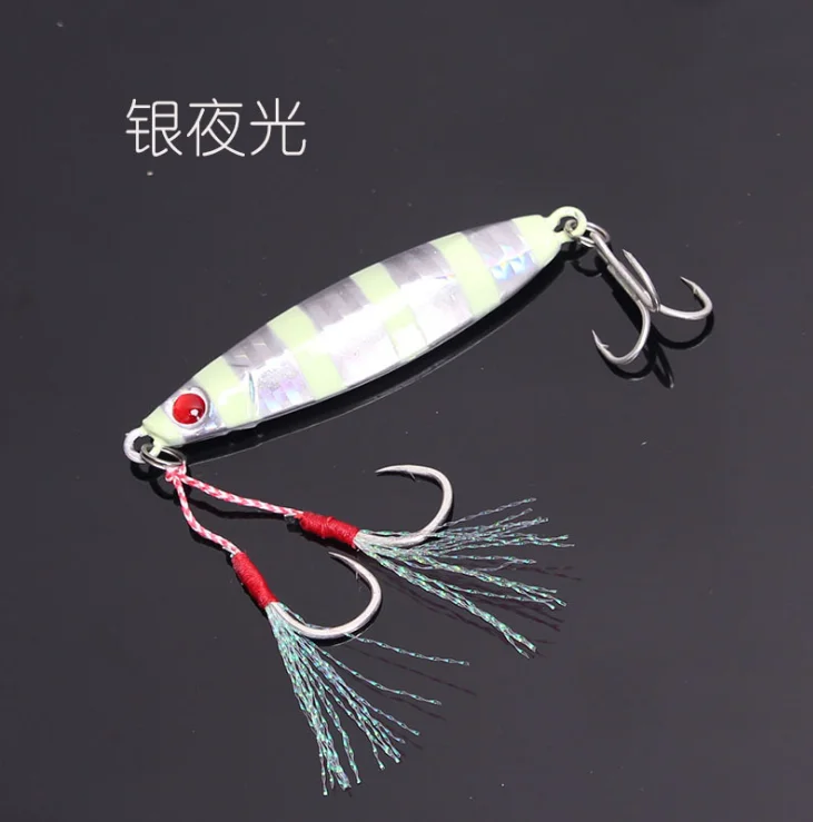 15 20 30 40g 3D eyes colorful Body swimbait Luminous Metal Jig Lure Paillette Knife Artificial Hard Bait Sea Rope Fishing Lure