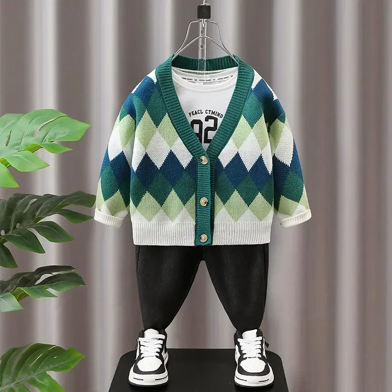 Customized Cotton Coarse Knit children sweater winter warm Clothes Solid color crew neck Jumper Sweater Kids Pullover Sweater