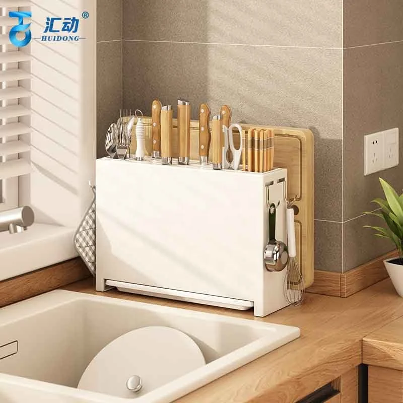 Wall-mounted Kitchen tool rack knife fork chopsticks chopping Borad rack countertop multifunctional drain storage rack