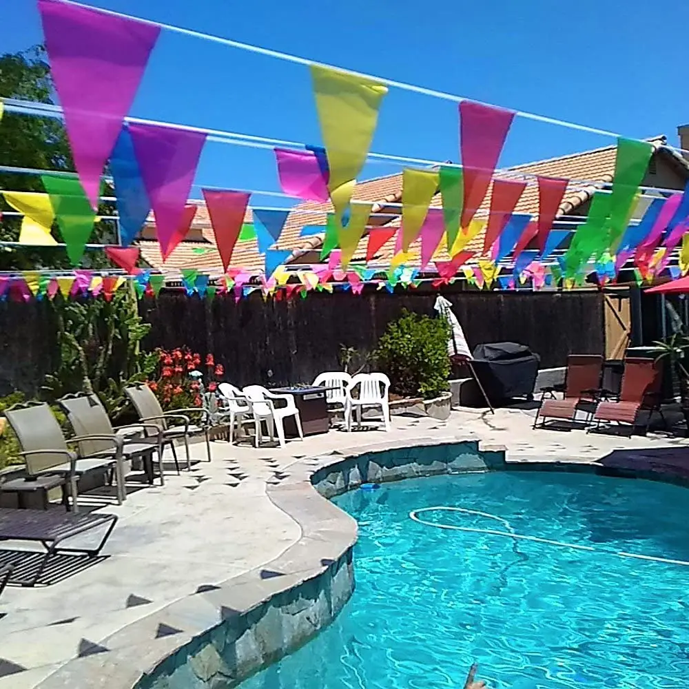 8*11 Inch Triangle Flag Banner - Multi-Color Bunting Flag - Birthday Party Grand Opening Christmas Decoration