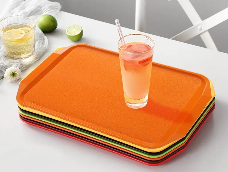 Wholesale Customized PP Fast Food Tray Melamine Serving Tray Reusable Catering Dinner Tray for Canteen
