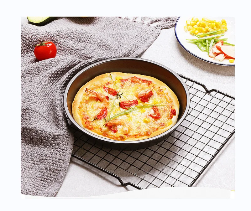 Best Selling Shallow Metal Tray Pizza Pan Non-Stick Deep Dish Plate for Cheesecake Pie Pancake Bakeware Pizza Cake Baking Pan