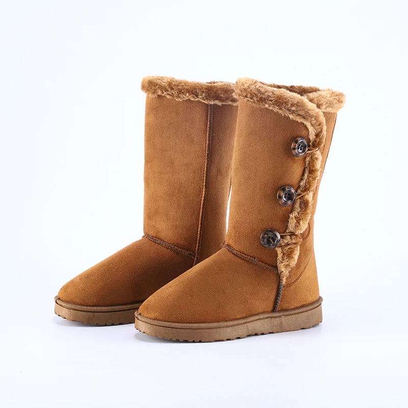 Comfortable Classical Ladies New Thick Bottom Shoes Large Cotton Padded Warm Button Type Snow Boots