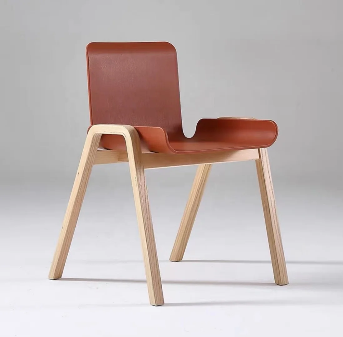 2021 new colorful stackable design plastic seat with beech leg coffee dining chair