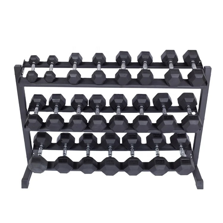 Fitness Accessories Gym Equipment Three Layers Hex Triangle Dumbbell Stand Rack