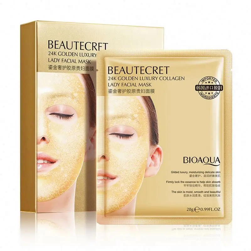 BIOAQUA brand new product 28g*4 face skin care 24k gold moisturizer nourishing collagen Korea facial mask sheet
