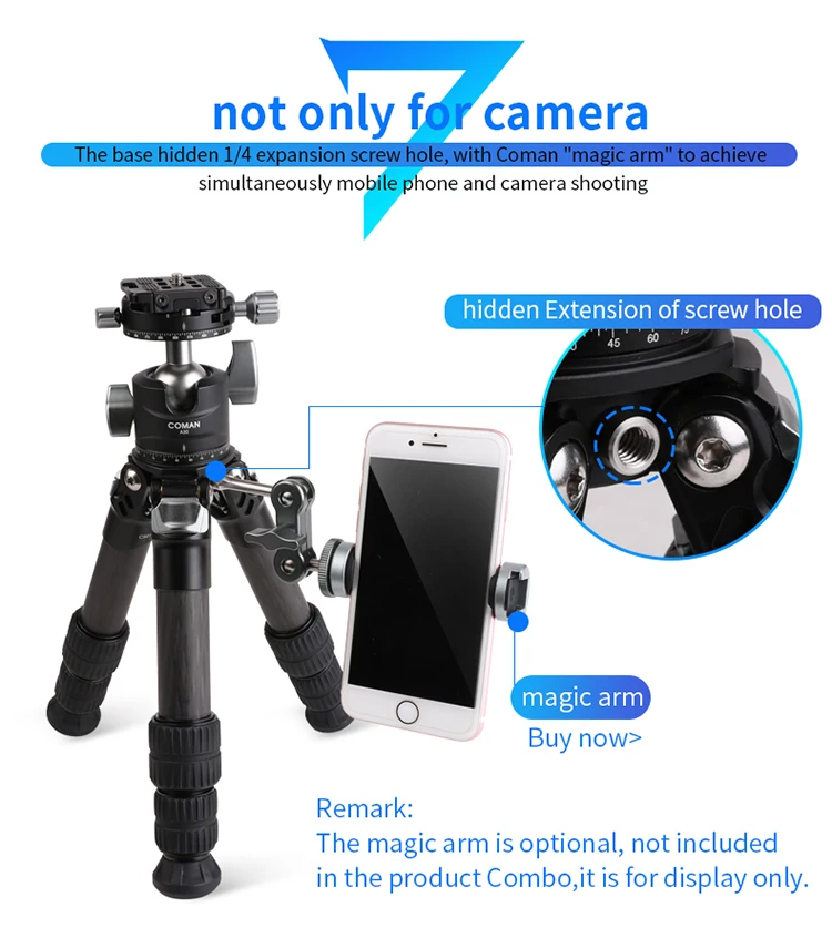 
Coman Carbon fiber Professional new product TSC12A30 portable tripod for dslr camera tripod compact highly quality 