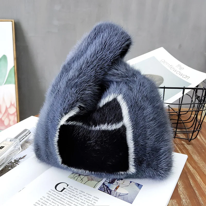 Handmade mink fur handbag women fashion genuine fur bag western style real fur tote bags