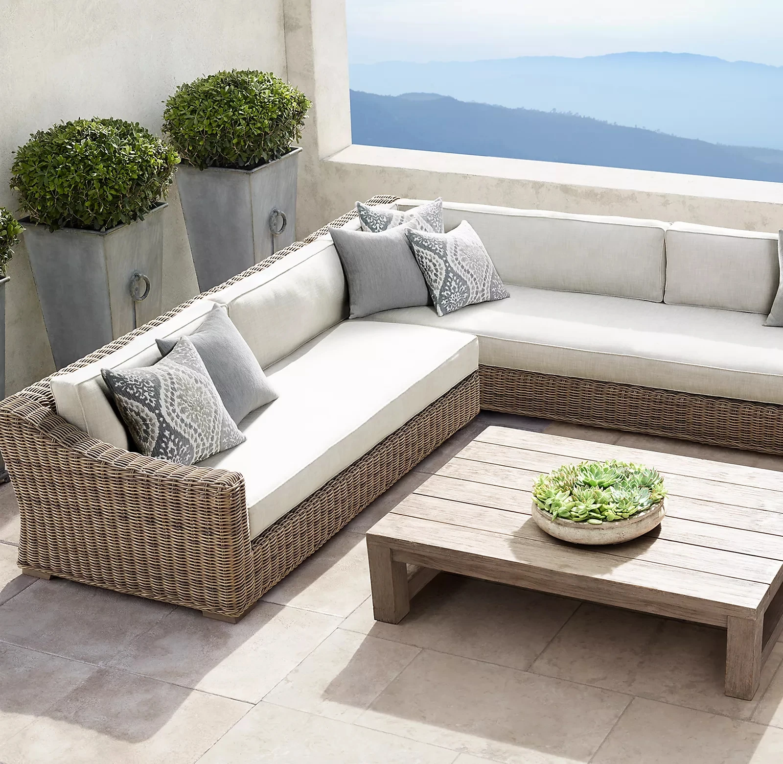 High quality pool outside garden furniture U shape sectional modular luxury rattan patio outdoor sofa