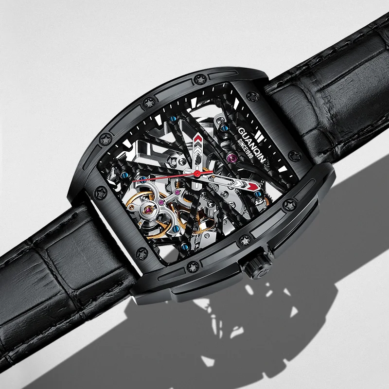 
GUANQIN Skeleton mechanical Movement Men Stainless Steel Luxury Automatic designer watches 