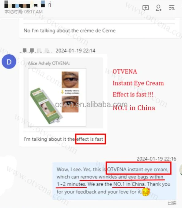 Rebrand OTVENA Anti-Wrinkle Eye Cream Rapid Skin Care Lifting Serum