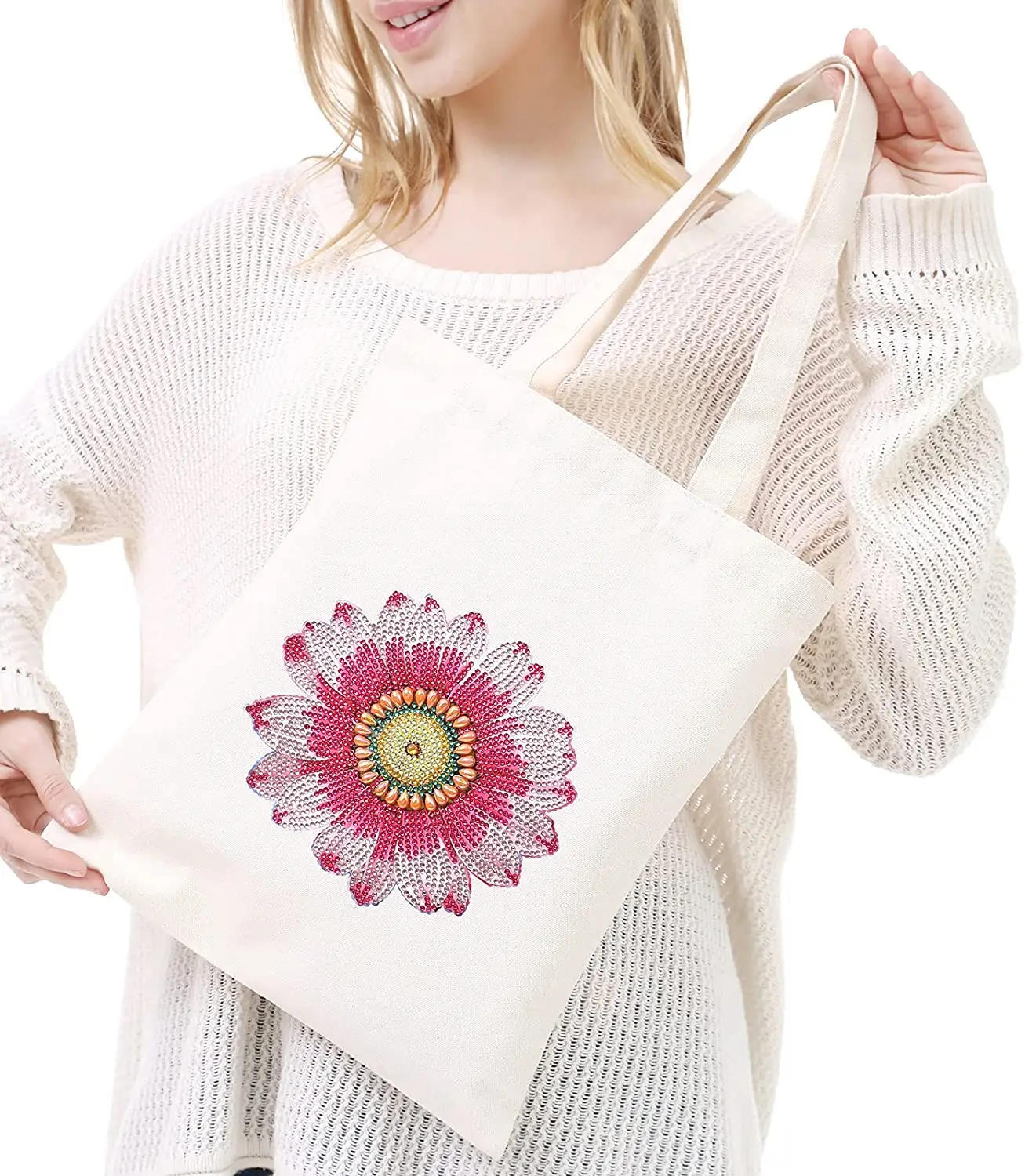 Color diamond painting reusable shopping bag fabric handbag with handle commodity bag