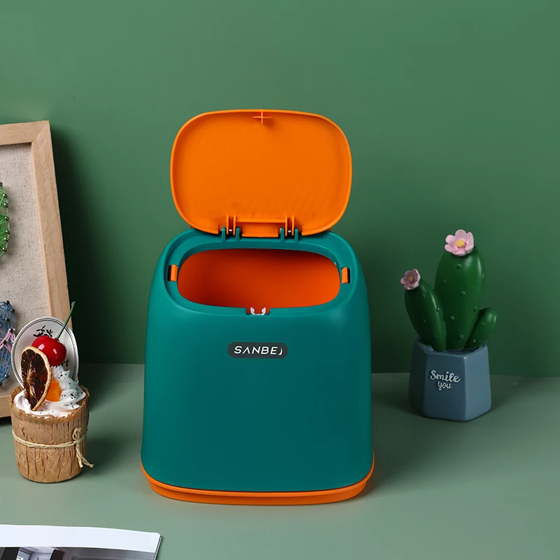 Pressing type New design Mavericks shape Office mini trash can plastic desktop waste bin