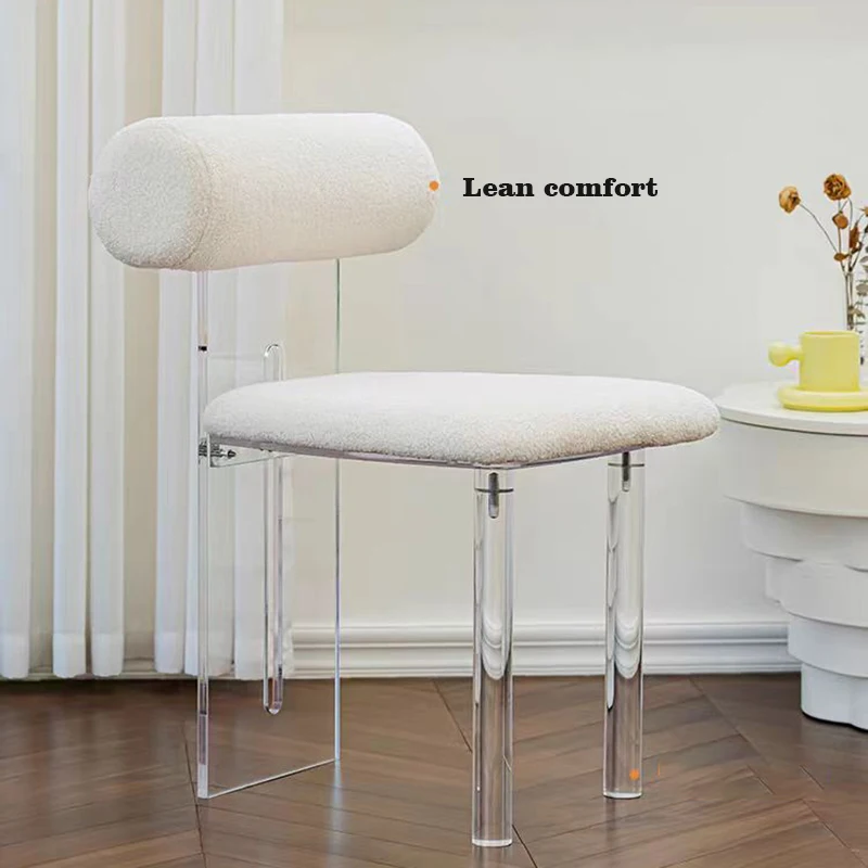 Clear Acrylic Transparent Chair for Home Furniture Living Room Simple Leisure Chair Backrest Dining Chair
