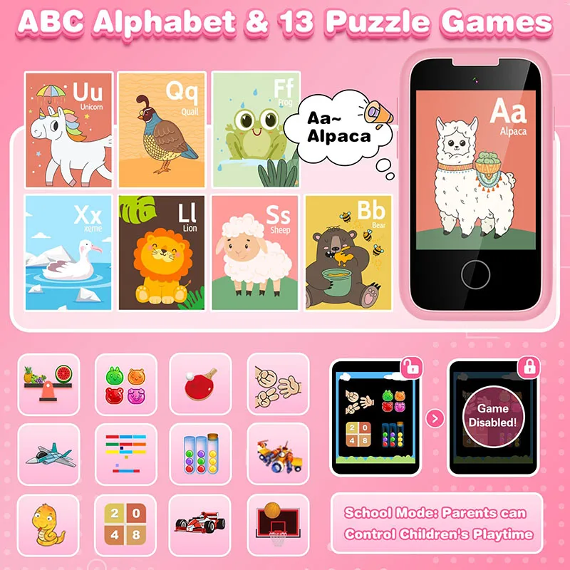 Popular Toy Kids Camera Cell Mobile Phone Camera Game Phone Cute Learning Kid Smart Phone Toy for Children Kids Age 3-7